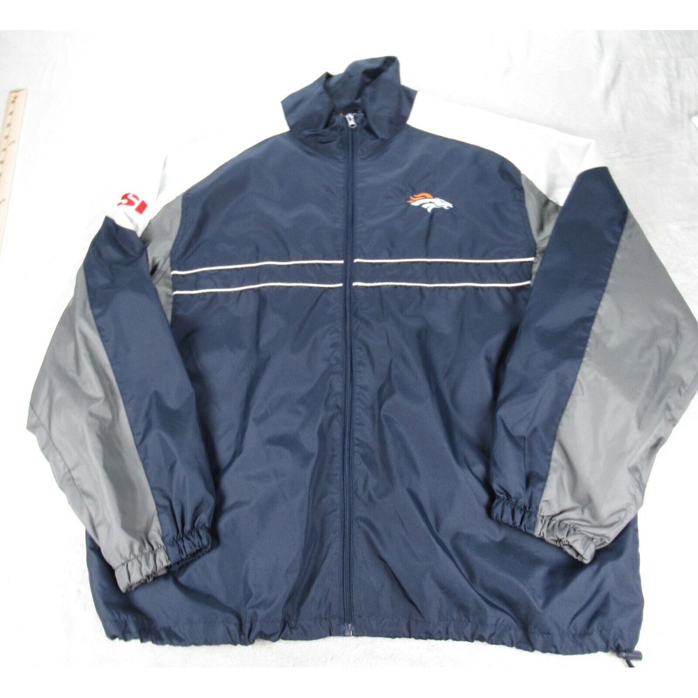 Denver Broncos Jacket Mens XL Dunbrooke Blue Full Zip Light Winbreaker VTG